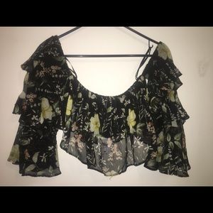 F21 floral off shoulder crop top